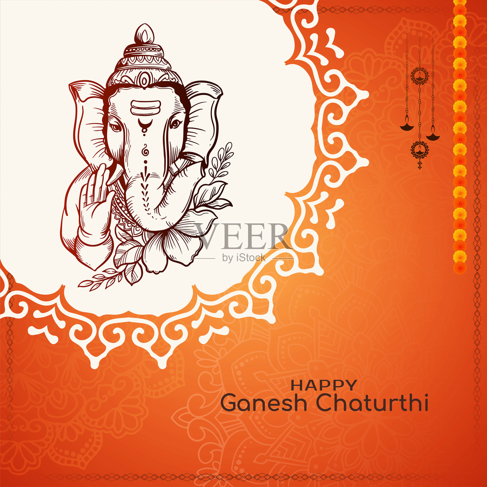 快乐的甘尼许节宗教印度节日背景插画图片素材