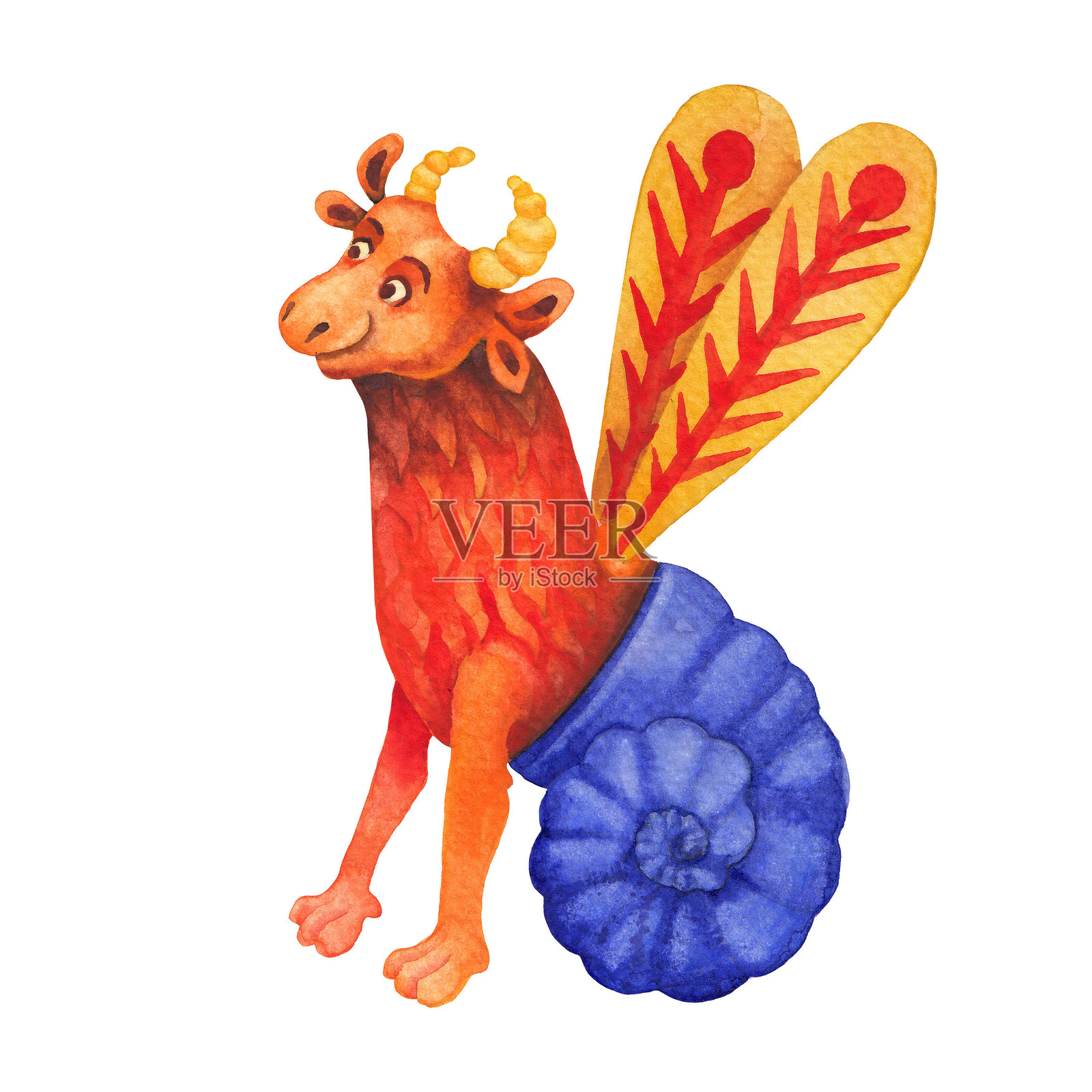 水彩插图中的未知神秘生物插画图片素材