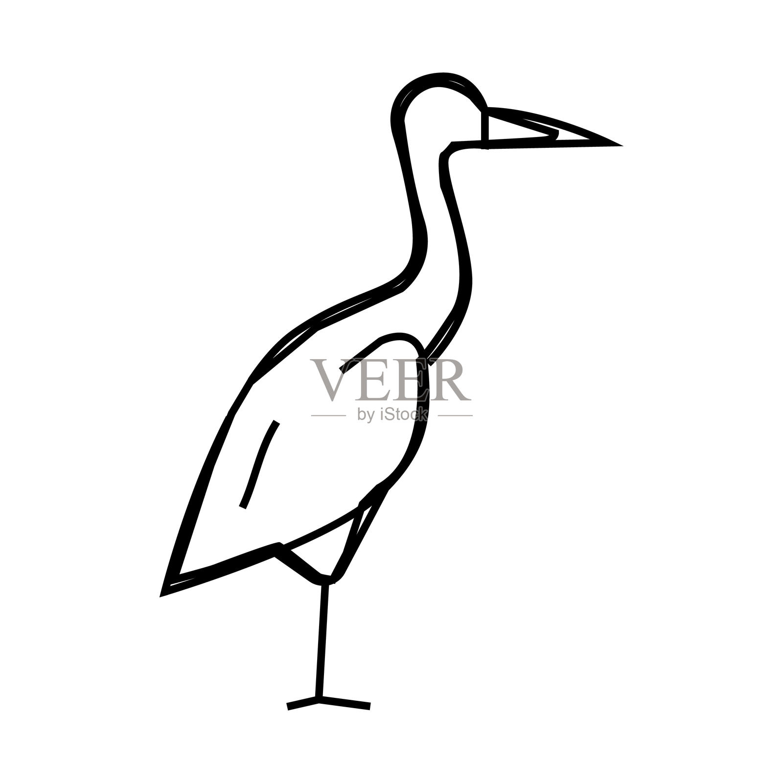 鹤鸟线图标矢量插图插画图片素材