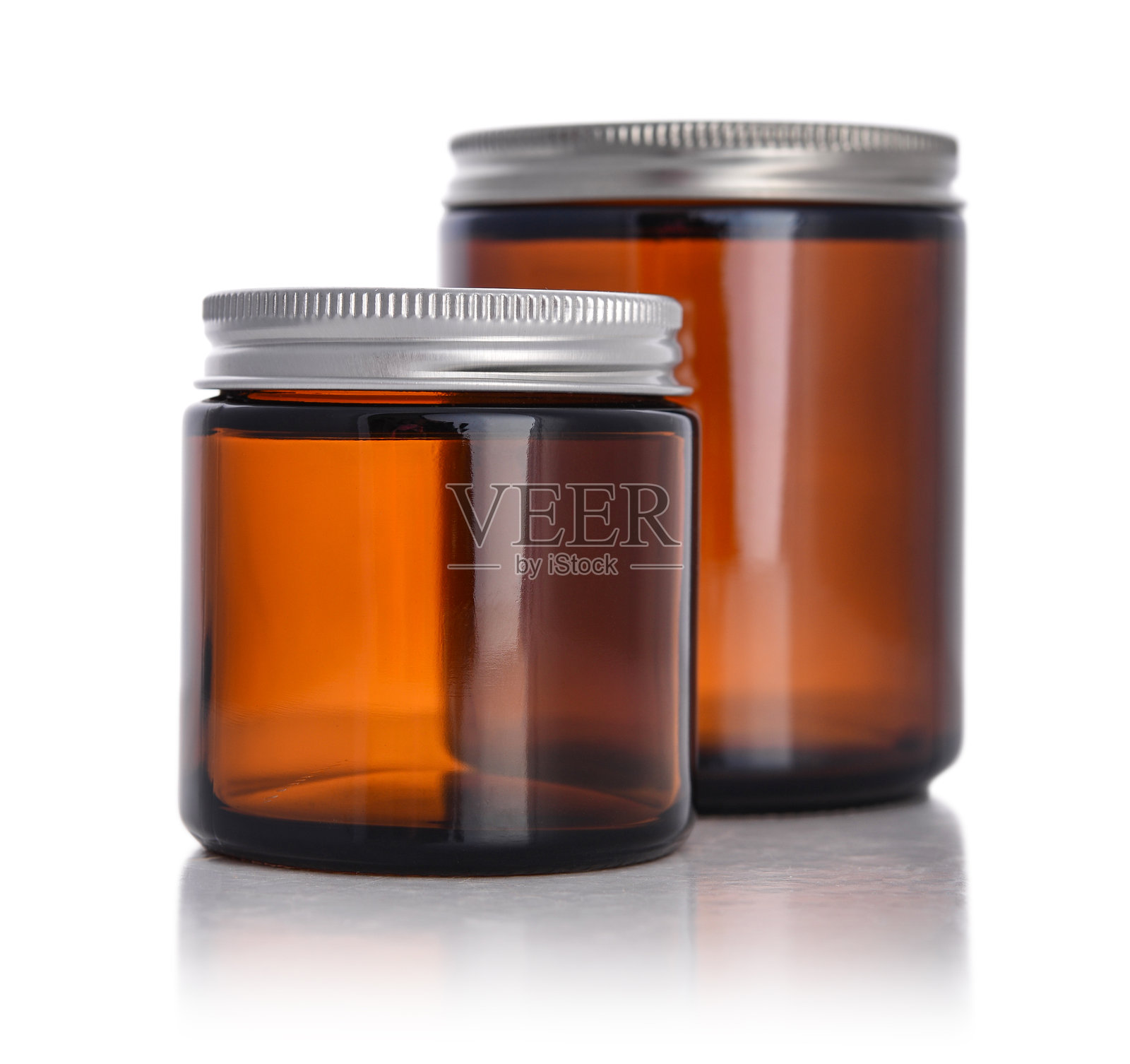 棕色空化妆品玻璃罐照片摄影图片