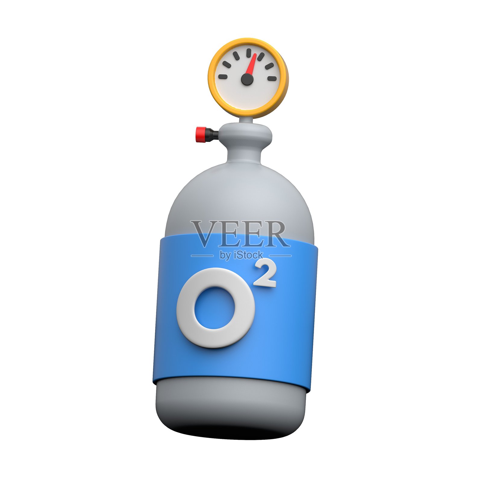 医院和急救中使用的3D氧气瓶。照片摄影图片