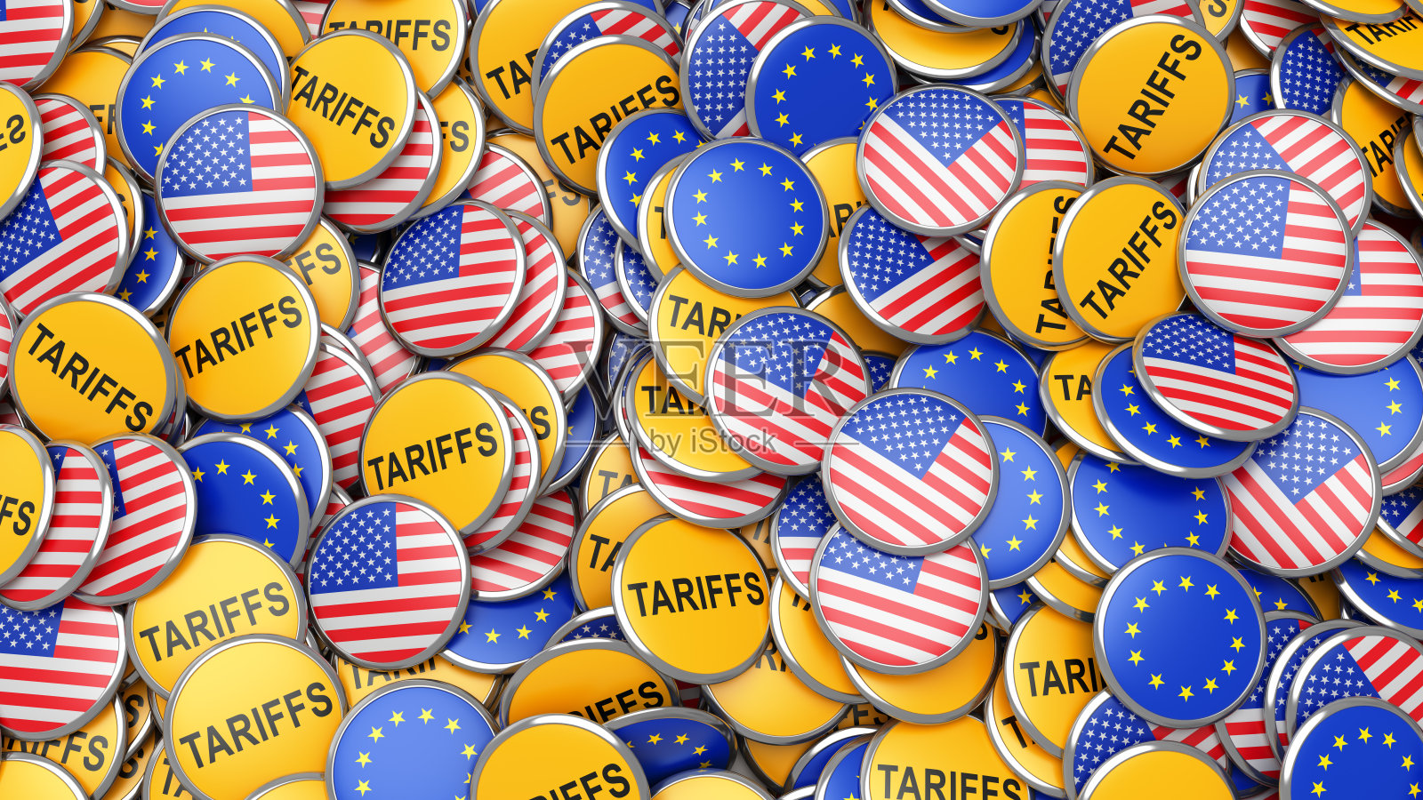 美国与欧盟的关税贸易战照片摄影图片