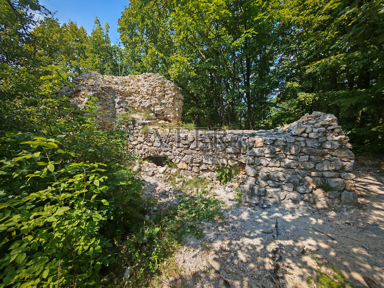 布克山脉中的德德斯城堡遗址与风景照片摄影图片