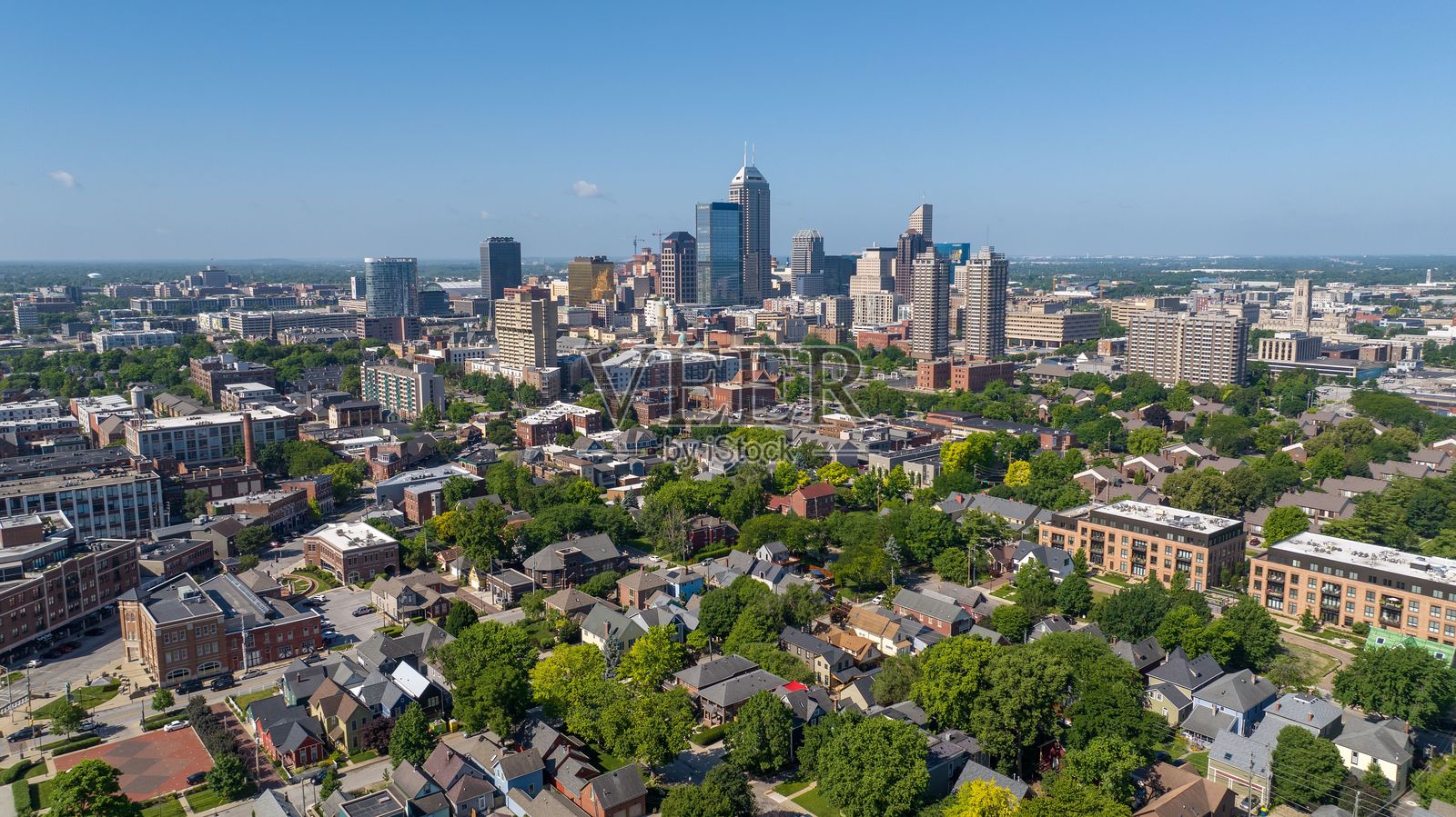 印第安纳波利斯历史街区与市中心天际线照片摄影图片