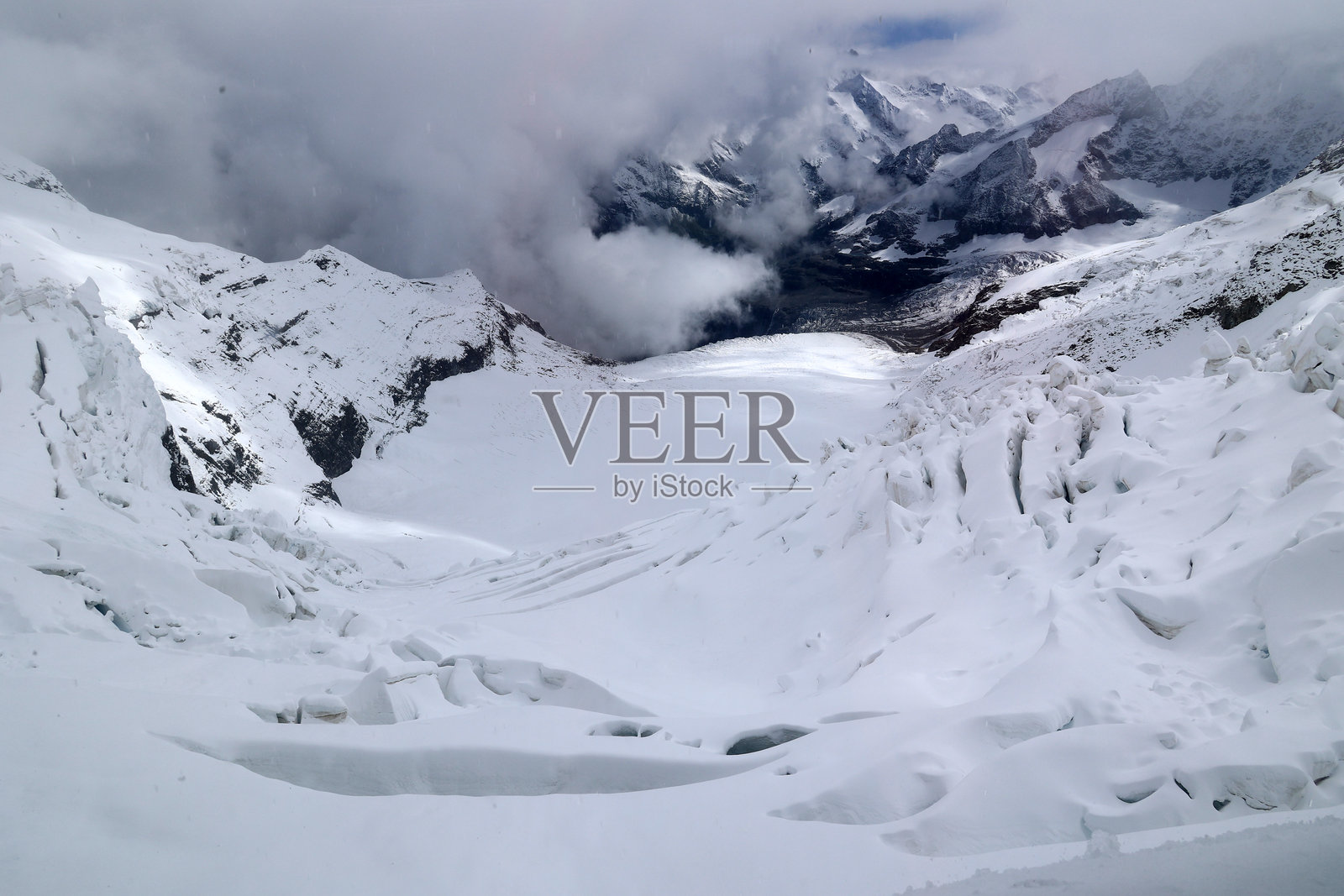 从少女峰铁路站Eismeer俯瞰Ischmeer冰川照片摄影图片