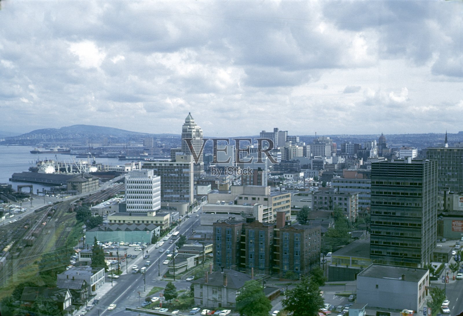 温哥华市中心与港口，加拿大照片摄影图片