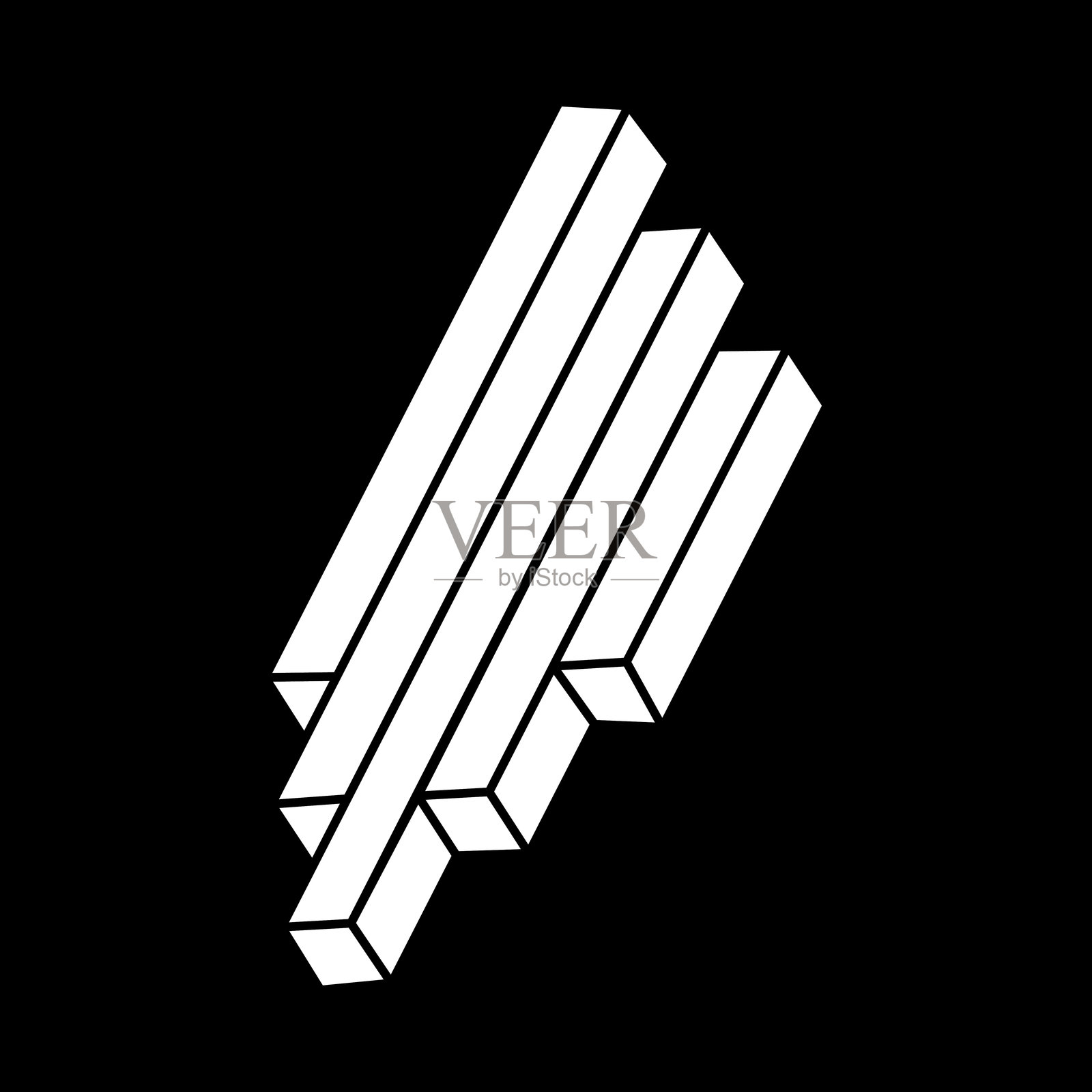 不可能的对象。视错觉形状。悖论，3d插图。几何数据。插画图片素材