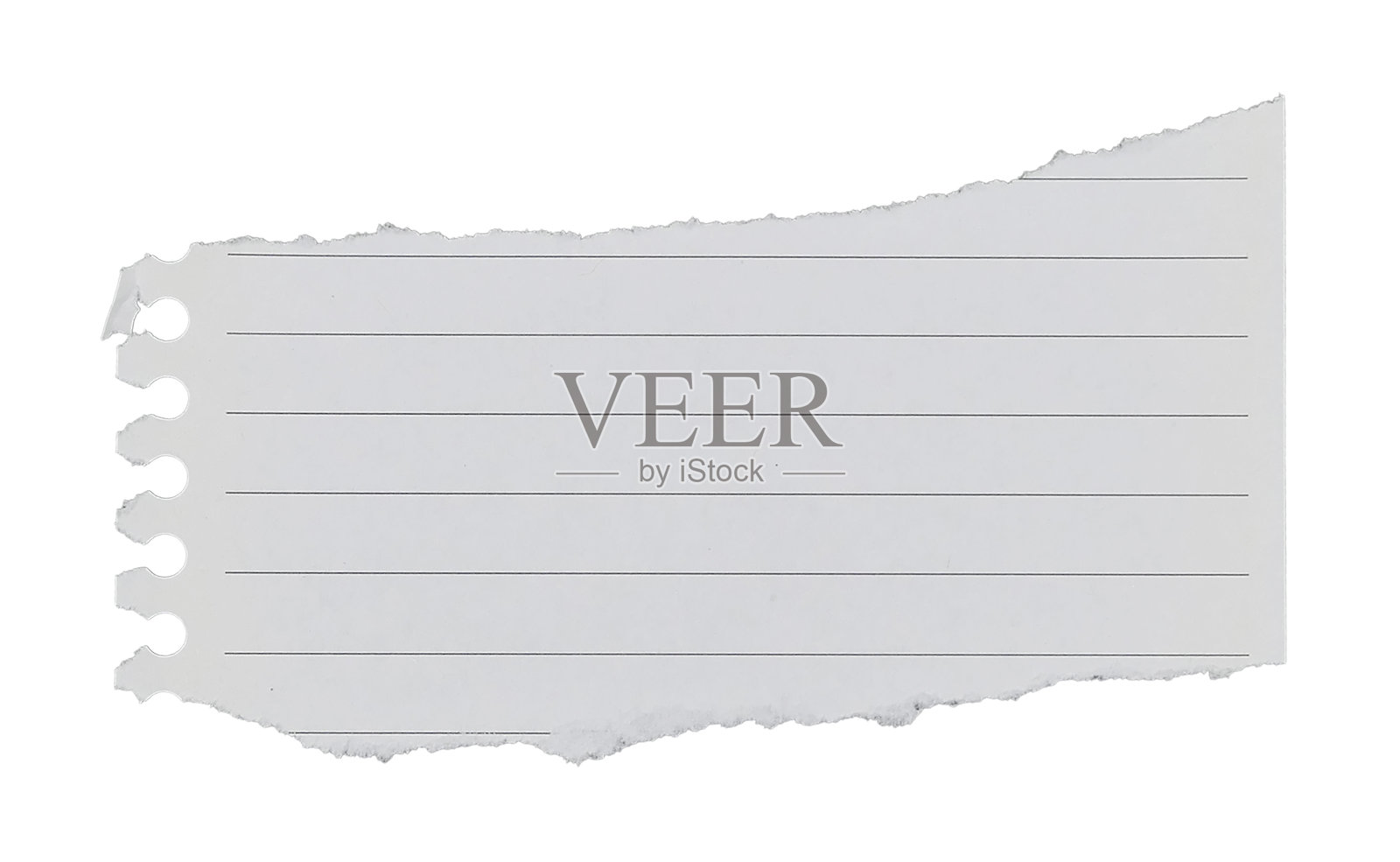 白色背景上孤立的撕裂空白便条纸，带有横线照片摄影图片