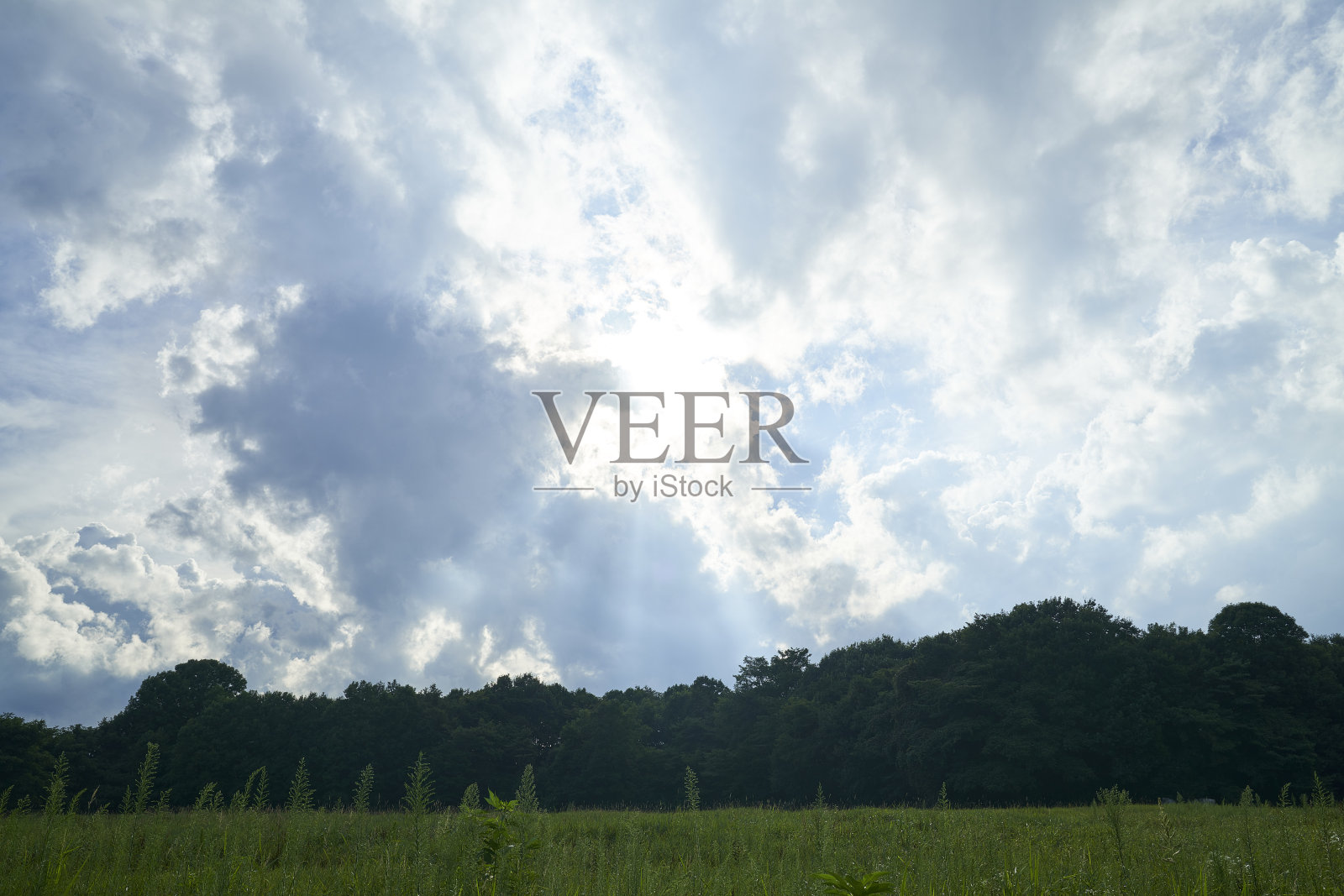 天空中的舞台，壮丽的光芒从云层间洒落。照片摄影图片