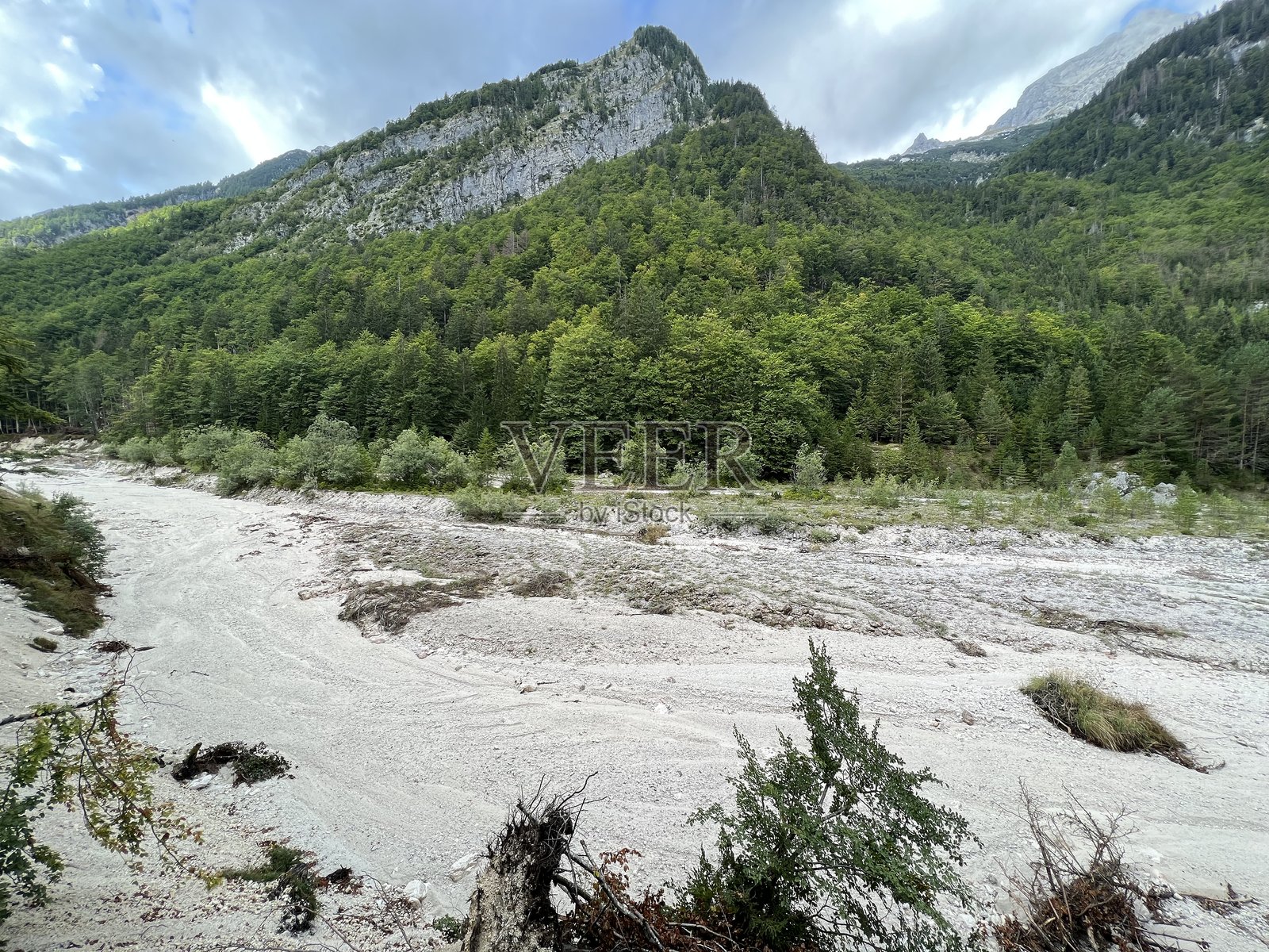 苏希波托克的沙质冲积物，扎德尼亚特伦塔（特里格拉夫国家公园，斯洛文尼亚）照片摄影图片