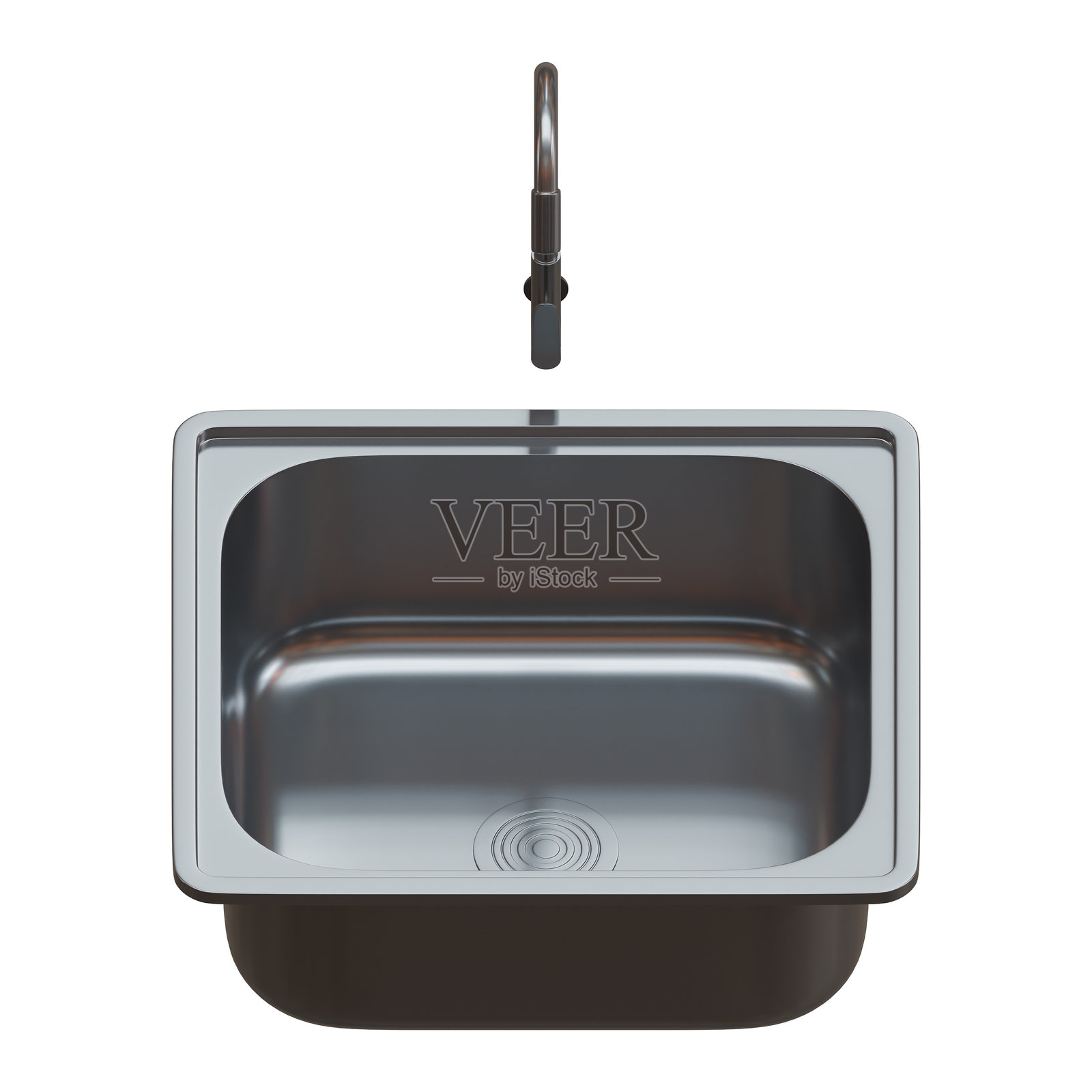 单水槽正面视图3D渲染插图照片摄影图片