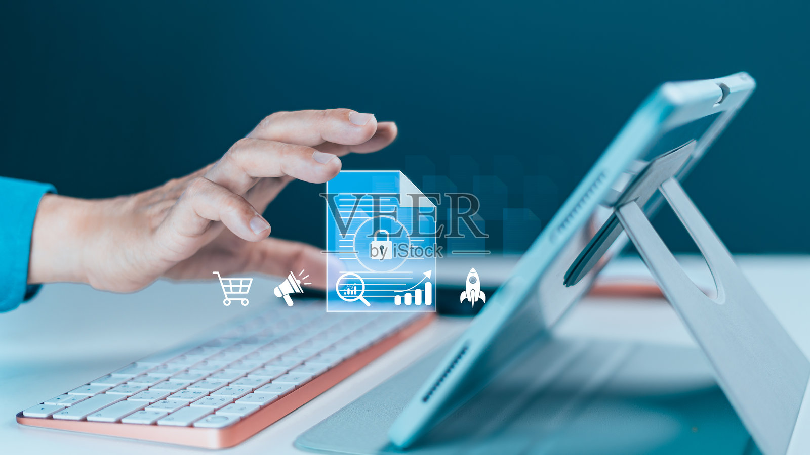 平板电脑上的安全文档访问与数据保护照片摄影图片