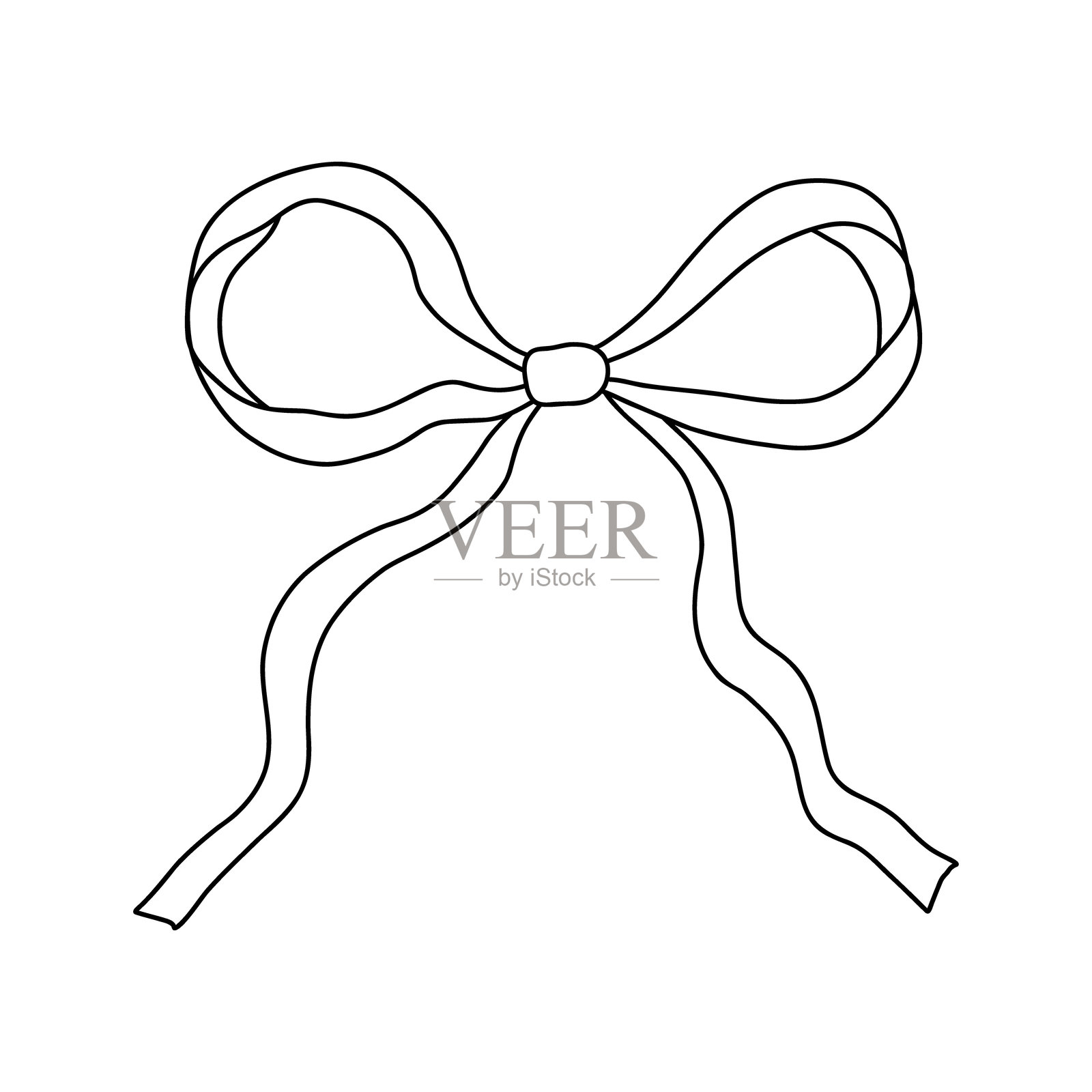 白色背景上的俏皮黑色蝴蝶结涂鸦。法式优雅风格的极简艺术非常适合时尚、美容或婚礼和圣诞项目。矢量插图。插画图片素材