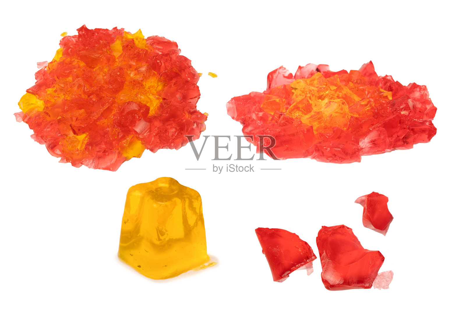 甜美的水果果冻甜点，孤立在白色背景上。照片摄影图片