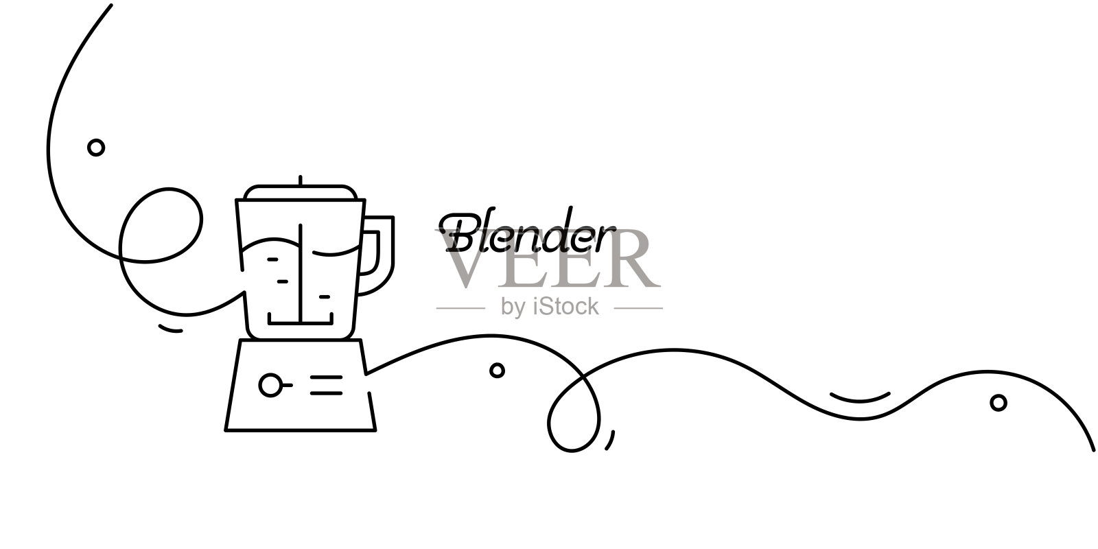 一笔画的Blender图标。单线矢量插图插画图片素材