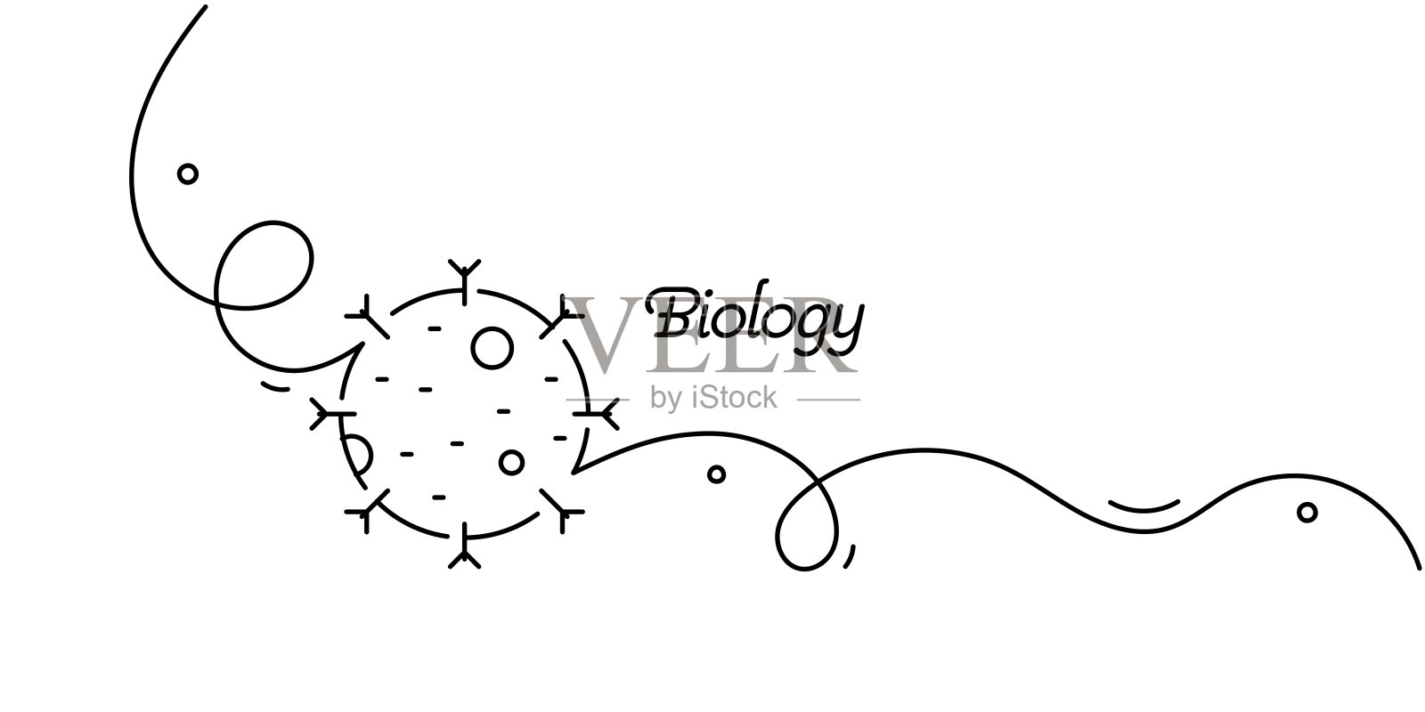 生物图标的连续线条绘画。单线矢量插图插画图片素材
