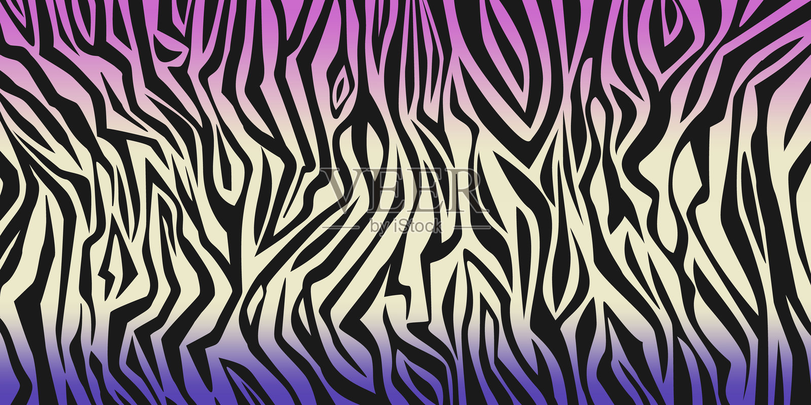 Y2K斑马纹图案与柔和渐变色插画图片素材