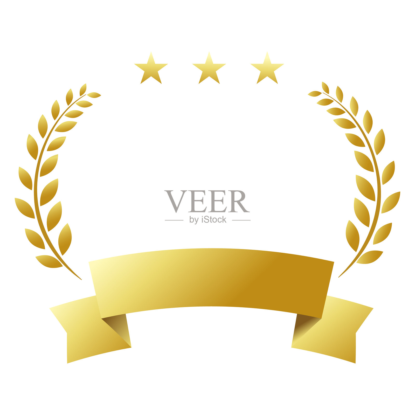 金色月桂树和金色徽章。插画图片素材