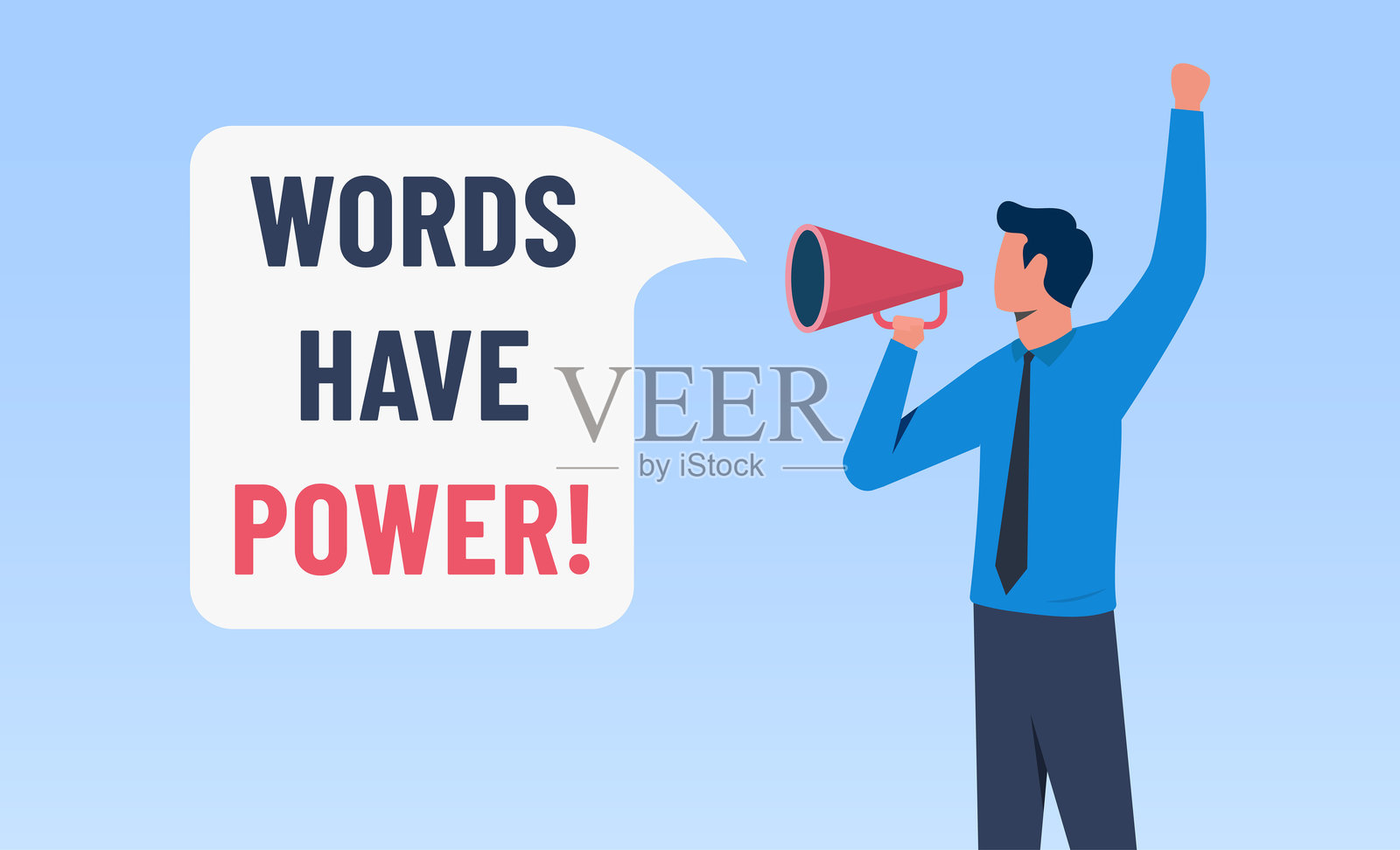 言语的力量概念，男人在用扩音器大喊插画图片素材