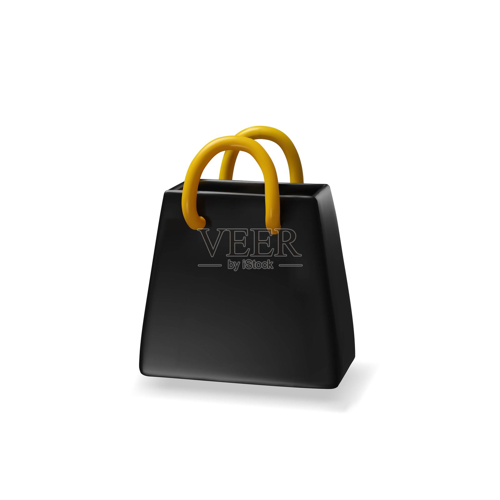 光滑的3D黑色购物袋插画图片素材