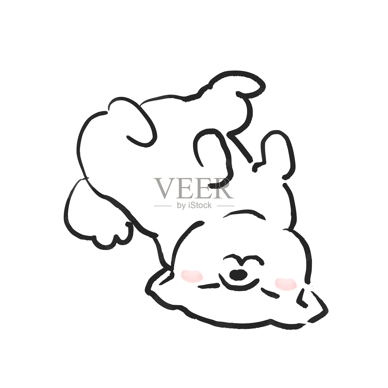 一只柴犬仰卧的插图。狗的插图。插画图片素材