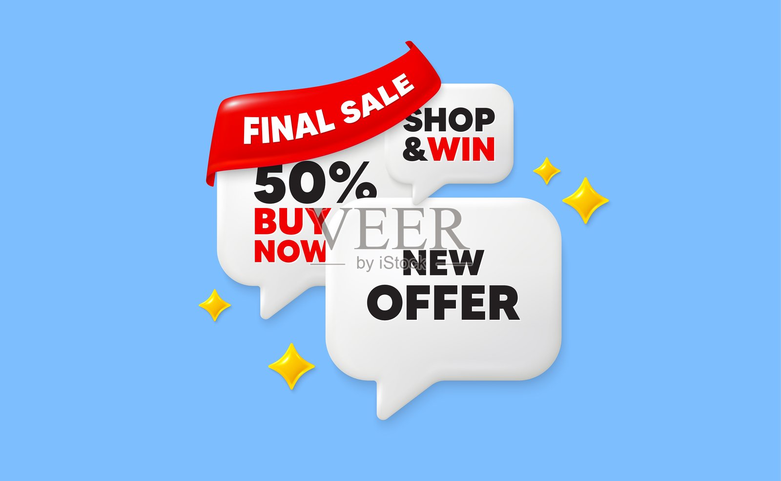 新优惠标签。特价标志。丝带对话气泡。矢量图。插画图片素材