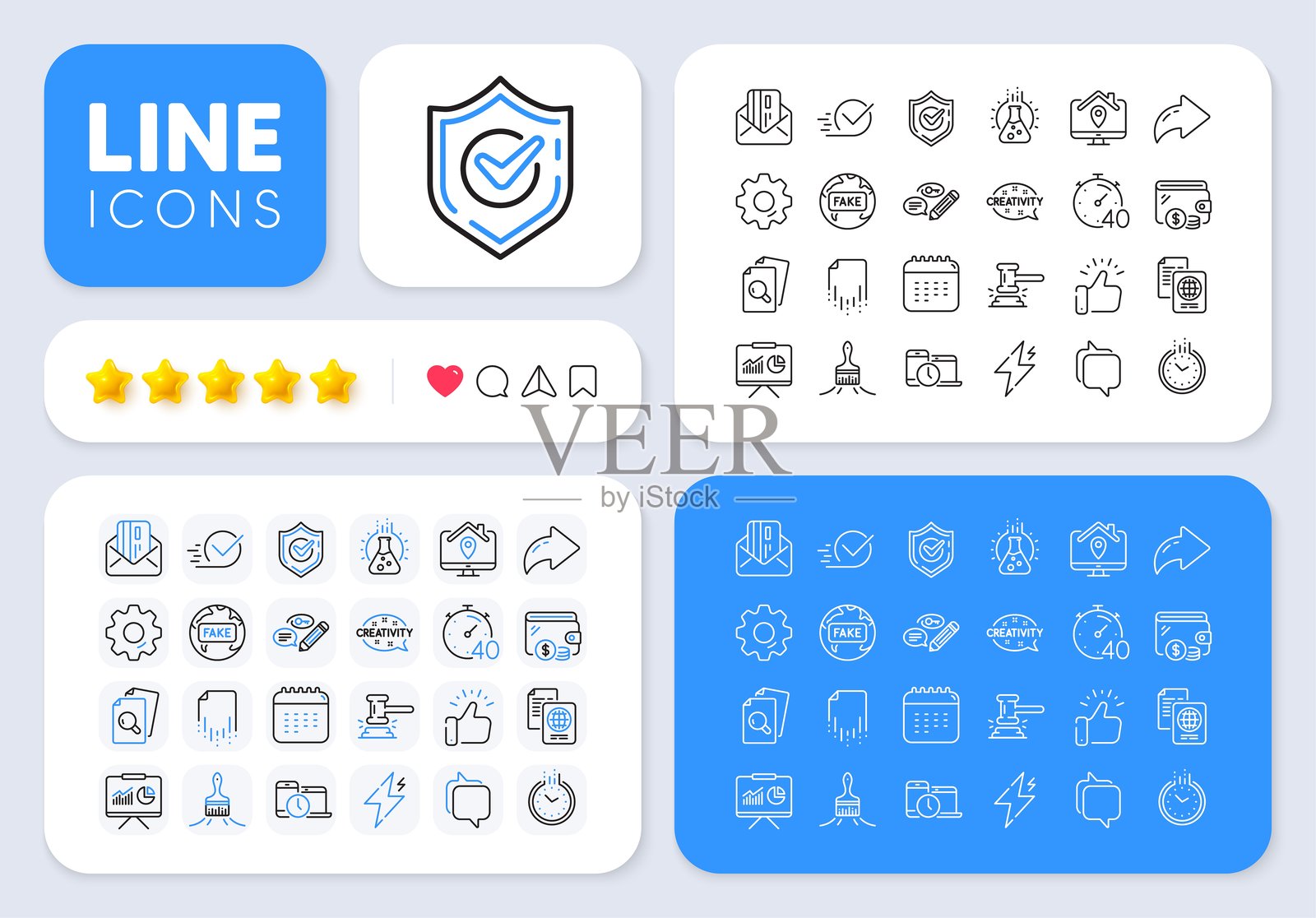 恢复文件、信用卡和复选框线条图标用于网页应用。图标图示。应用线条图标。矢量图。插画图片素材
