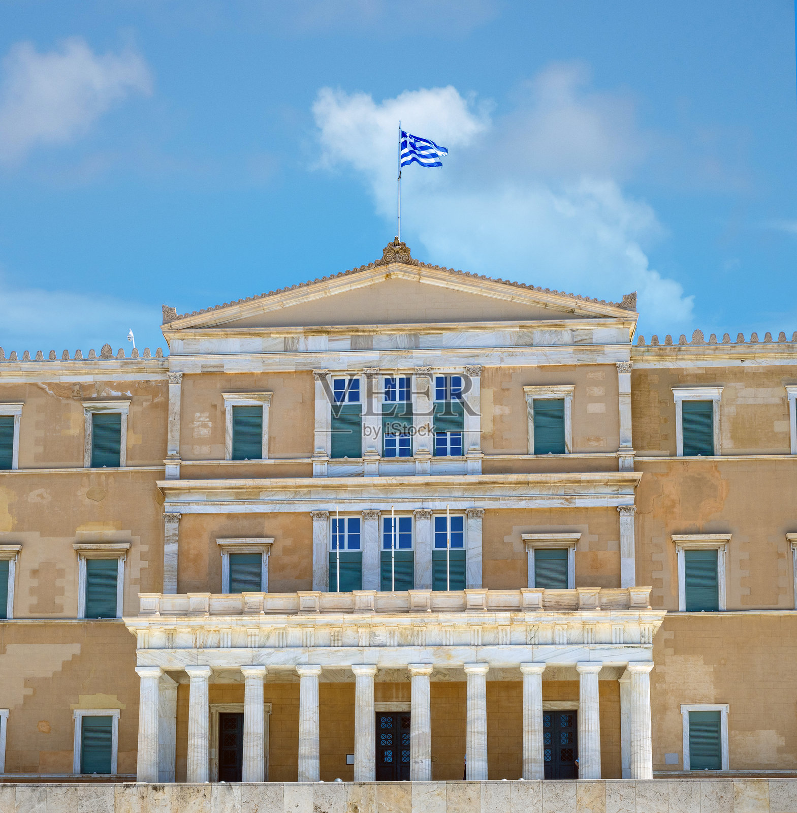 希腊雅典宪法广场希腊议会大厦的外观照片摄影图片