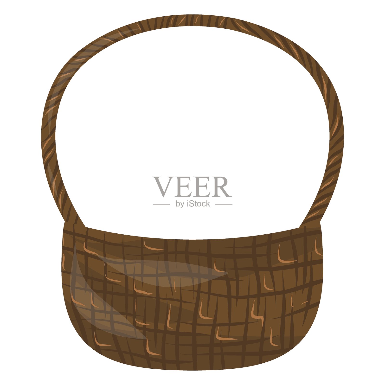 藤编篮子矢量图，编织篮子插图，野餐篮插画图片素材