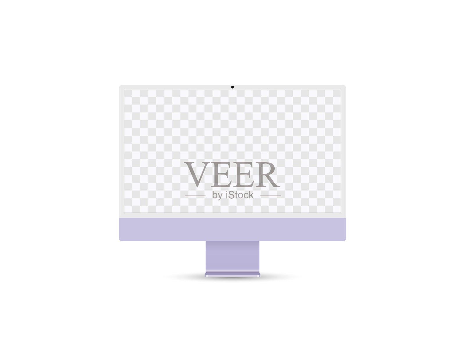 极简紫色电脑显示器模型套件，带透明屏幕，非常适合数字产品展示、品牌推广和网页设计演示。插画图片素材
