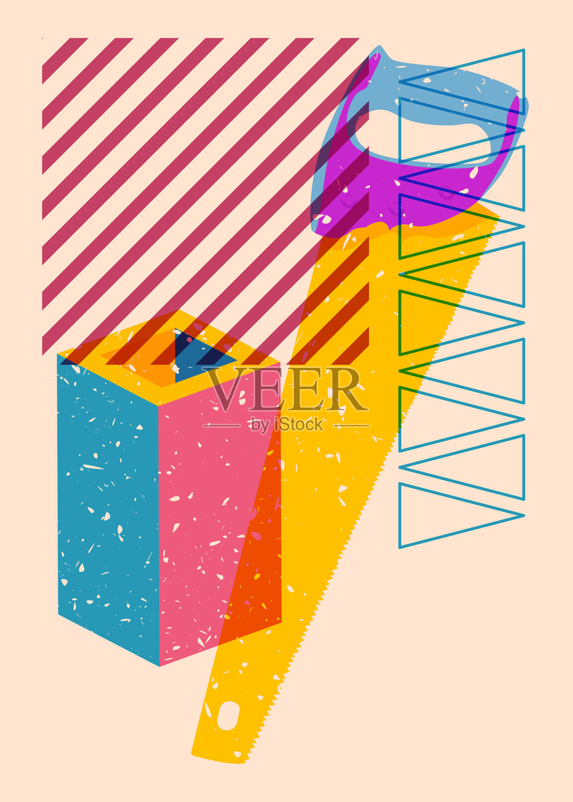 几何形状的瑞士印刷机。时尚的瑞士印刷纹理风格设计中的几何元素。插画图片素材