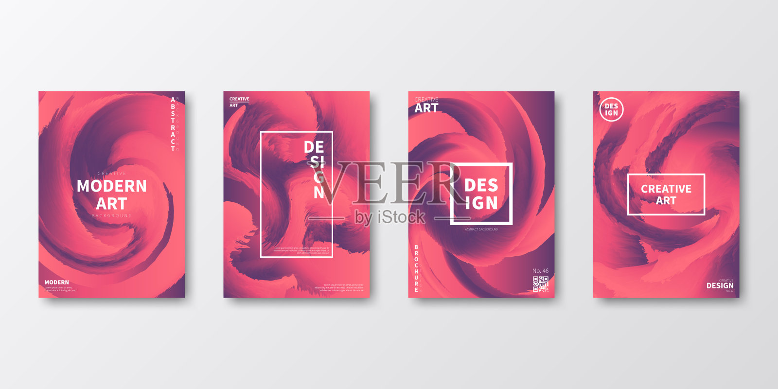 宣传册模板布局，粉色封面设计，商业年度报告，传单，杂志插画图片素材