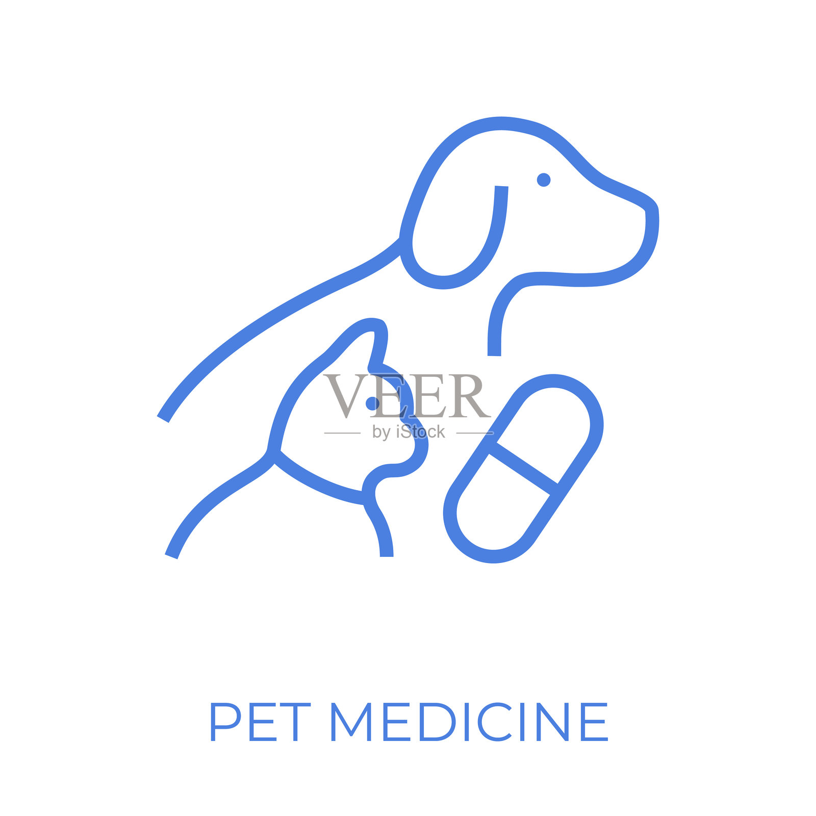 宠物药物可编辑线条矢量插图插画图片素材