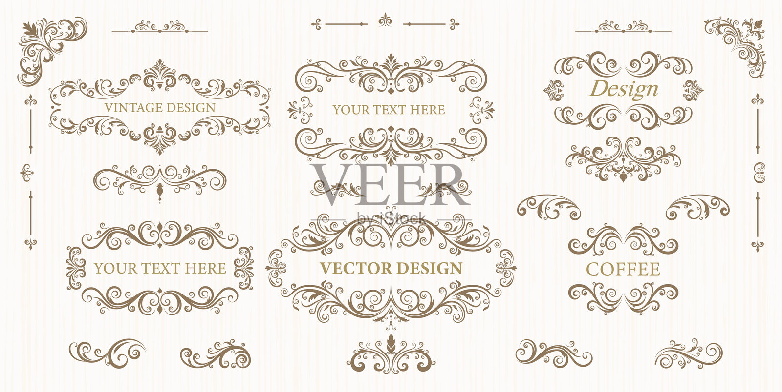 复古装饰框和华丽设计元素。矢量插图插画图片素材