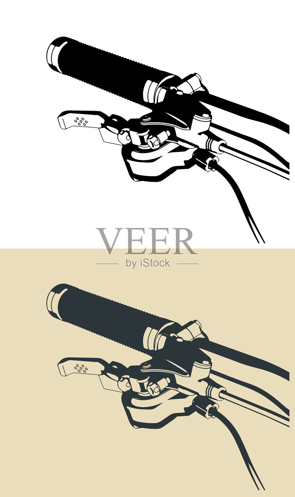 自行车把手和橡胶手柄特写插画图片素材