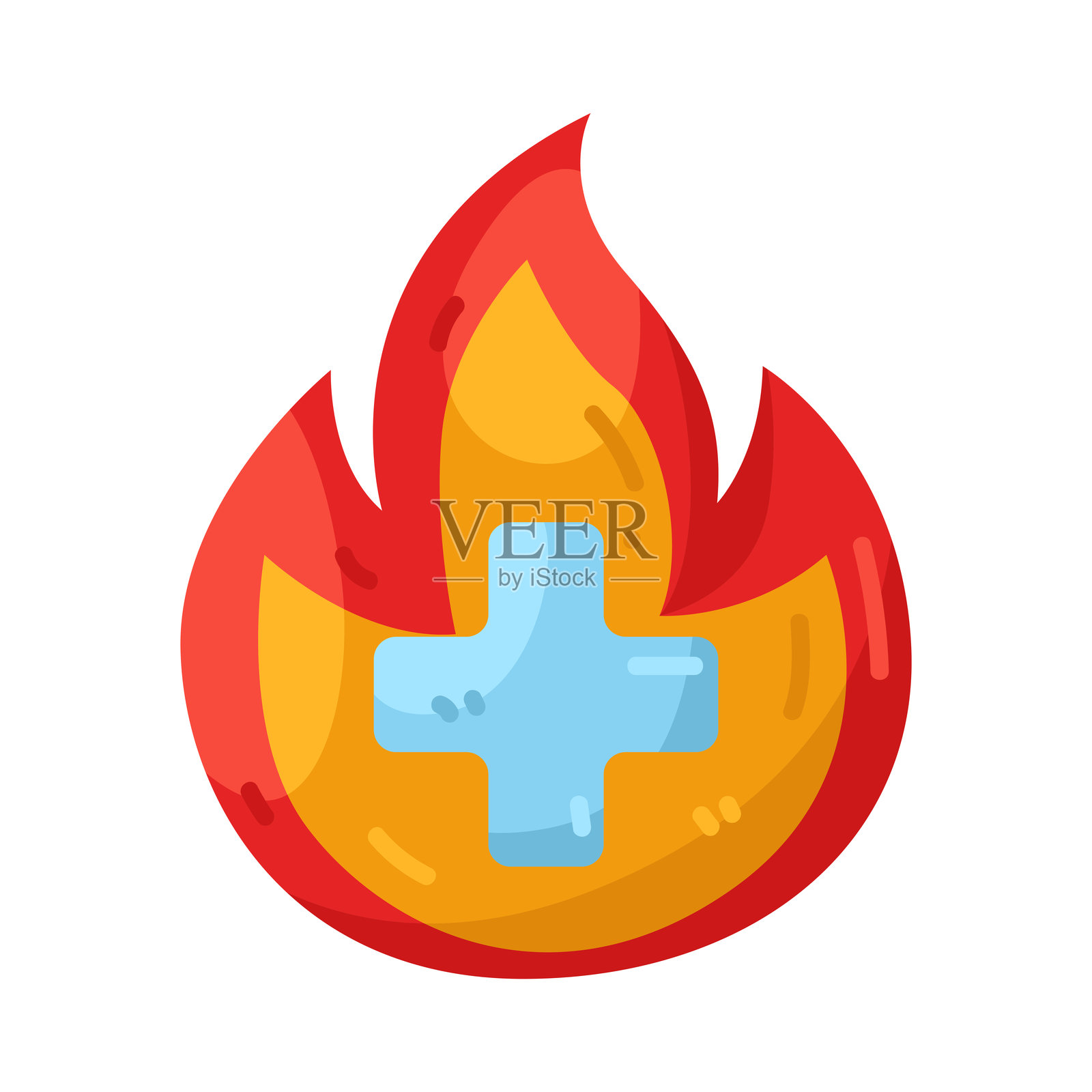 带加号的火焰插画图片素材