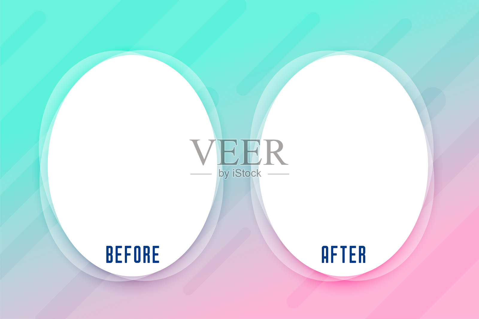椭圆框渐变背景的前后对比插画图片素材