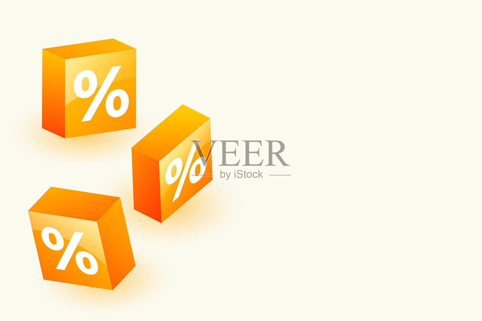 3D风格的百分比图标背景，适用于市场营销和会计插画图片素材