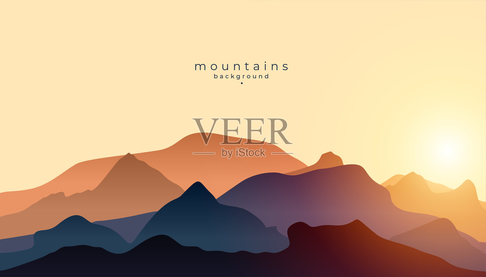 巍峨的高山峰背景，体验高耸山脉的壮丽。插画图片素材