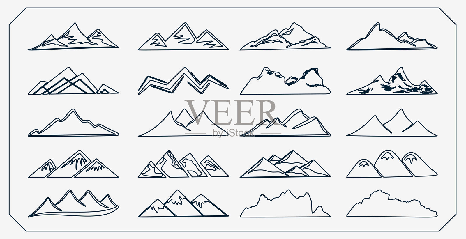 手绘风格高山地形横幅设计插画图片素材