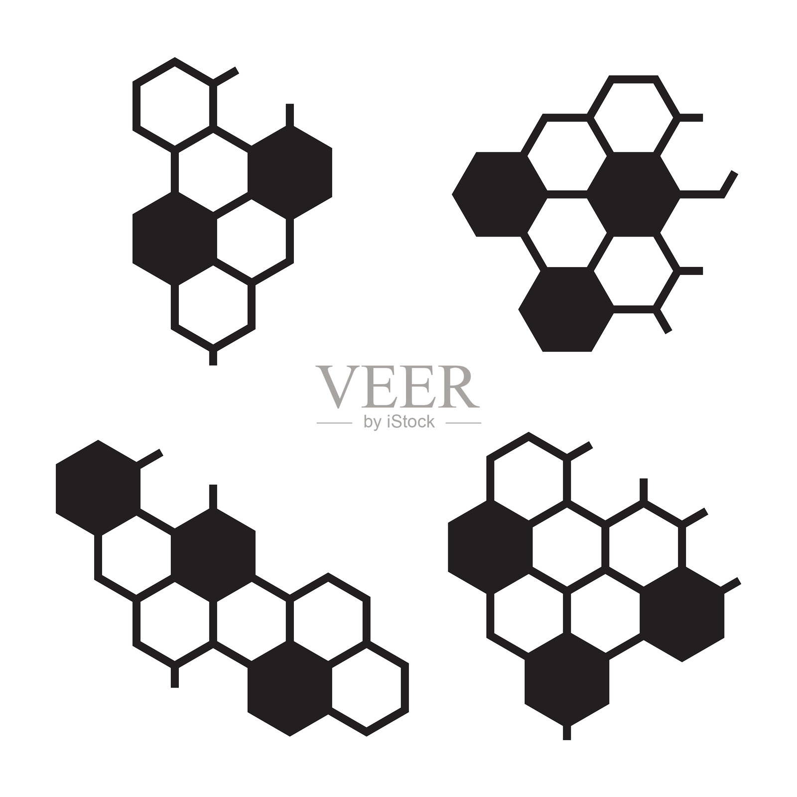 蜂窝图标集矢量设计。插画图片素材