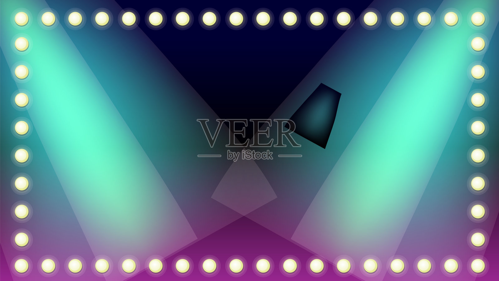 充满活力的游戏节目舞台与霓虹灯插画图片素材