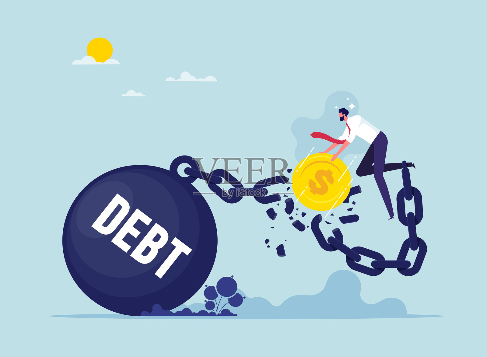 无债一身轻或偿还债务的自由概念插画图片素材