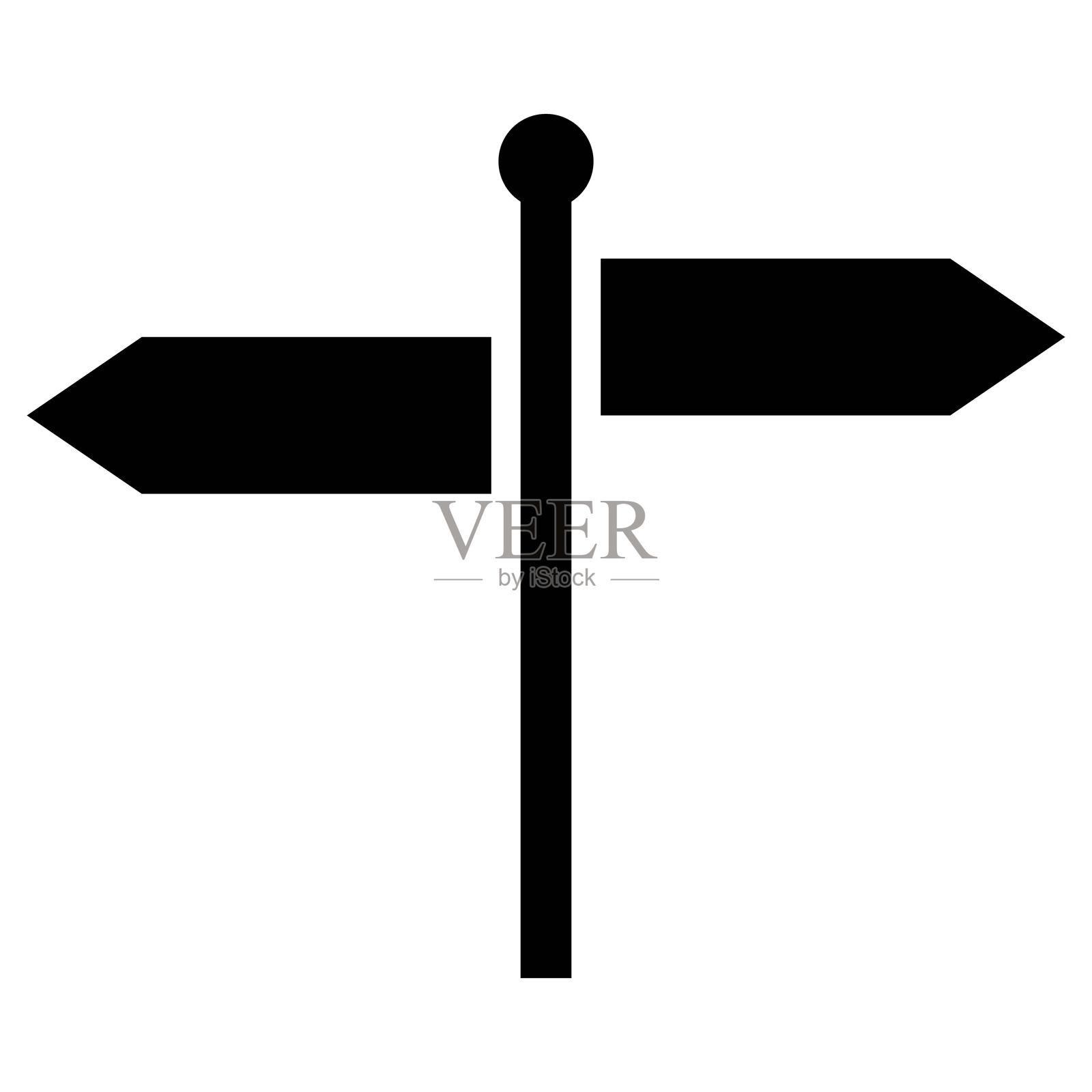 指示牌图标，矢量图，背景为白色。方向图标插画图片素材