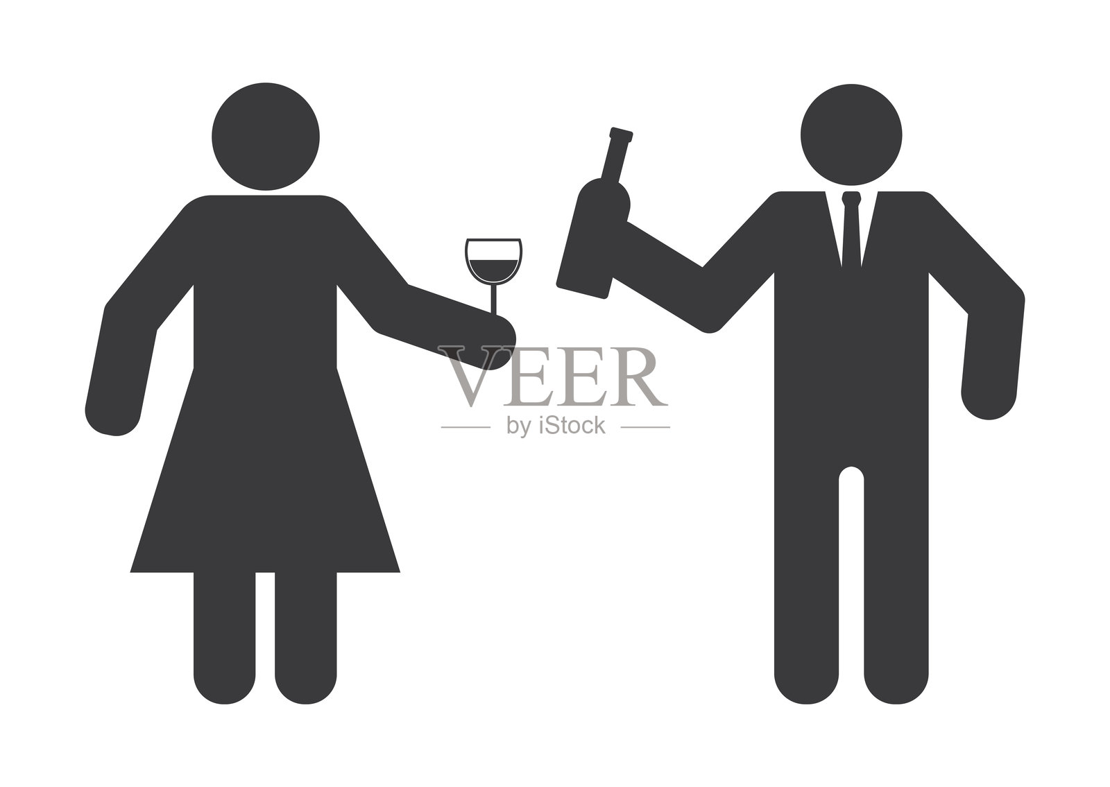 男女饮酒图标插画图片素材