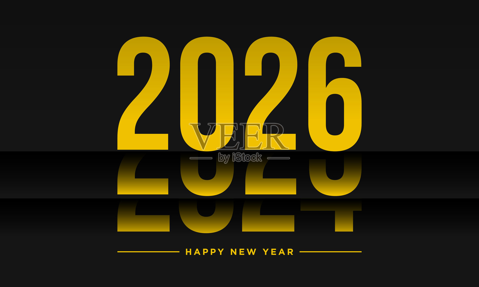 2026年新年快乐背景设计，黑纸插图上的数字。插画图片素材