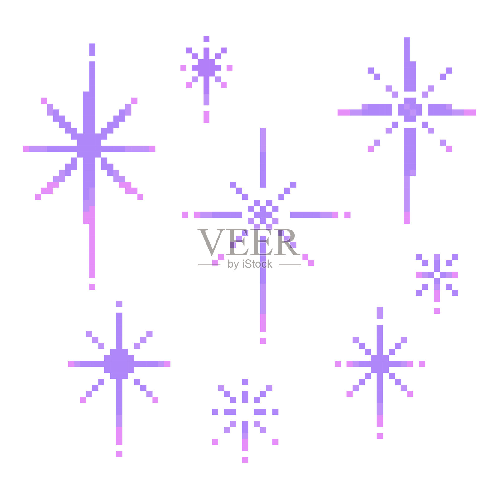 像素星星闪耀套装 复古Y2K 8位闪光元素插画图片素材