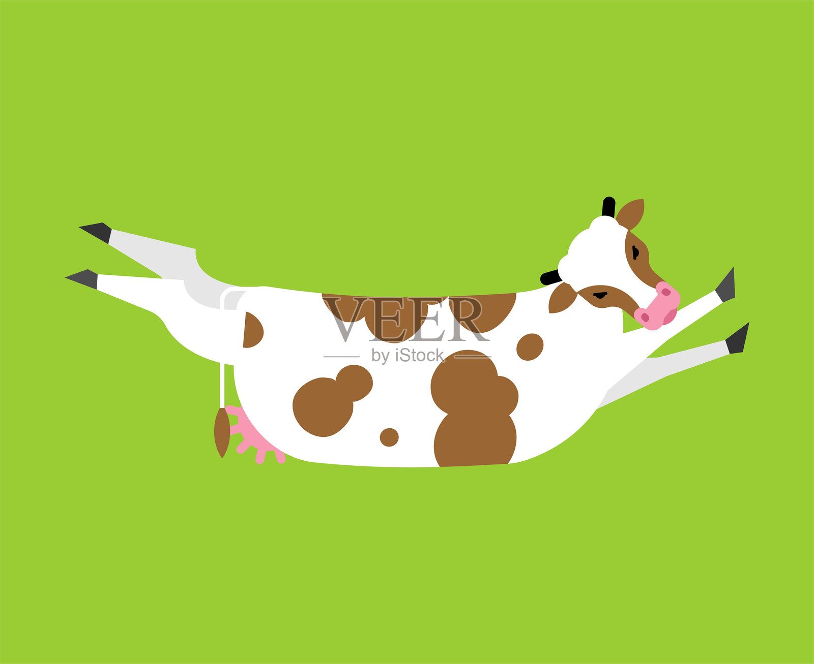 牛瑜伽。乡村瑜伽师。牛群在做放松的体操。牛只放松。插画图片素材