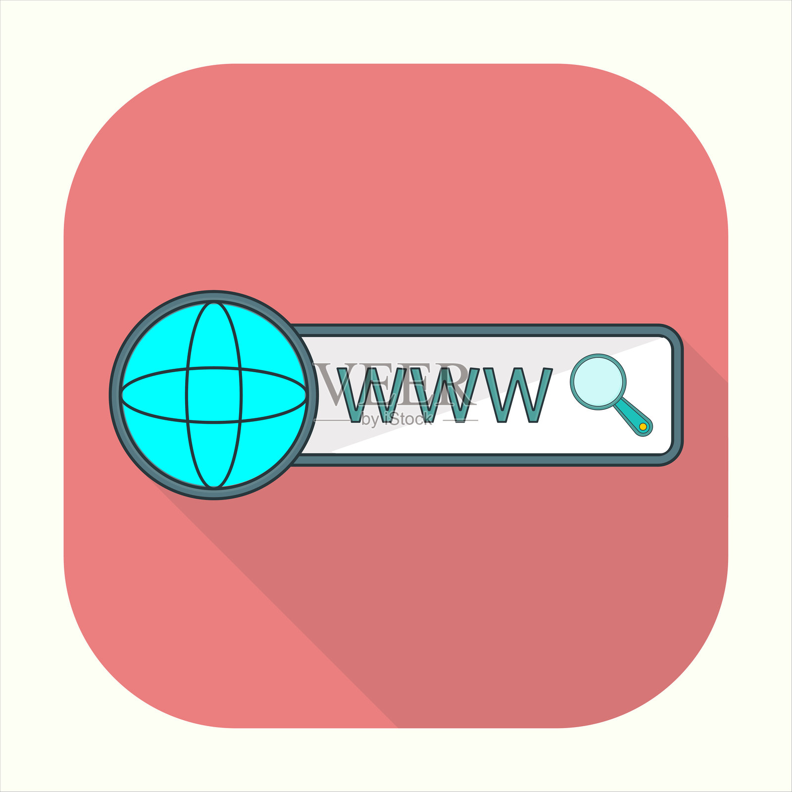 网页搜索图标插图。与设计元素相关的图标，适用于网站、应用程序、用户界面、元素、可打印等。扁平图标风格。简单的可编辑矢量设计。插画图片素材