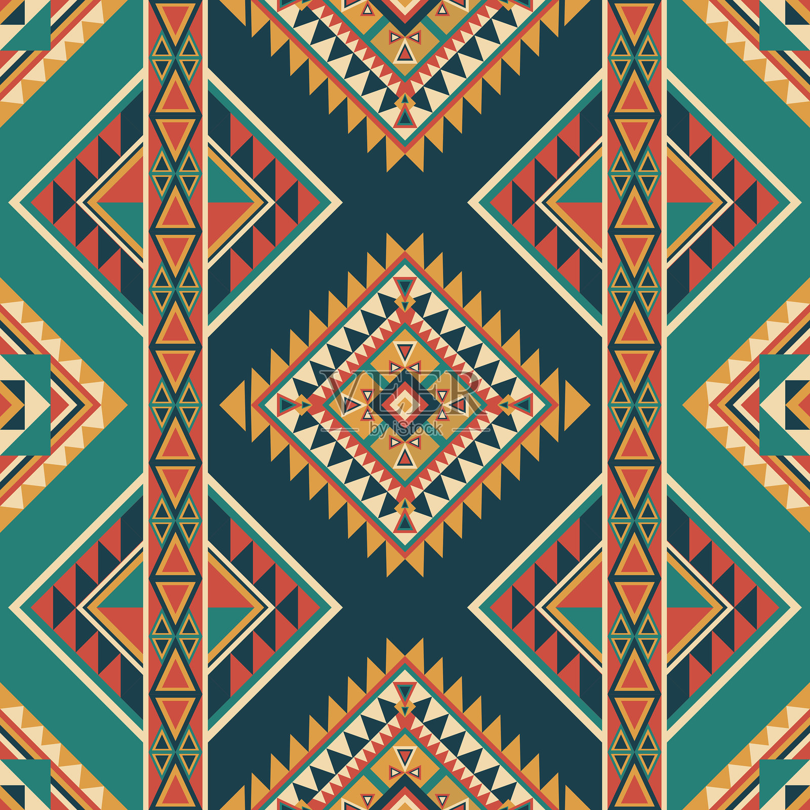 部落几何民族原住民无缝矢量图案背景插画图片素材